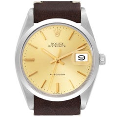 Rolex OysterDate Precision Champagne Dial Steel Vintage Mens Watch 6694