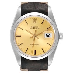 Rolex OysterDate Precision Champagne Dial Steel Vintage Mens Watch 6694