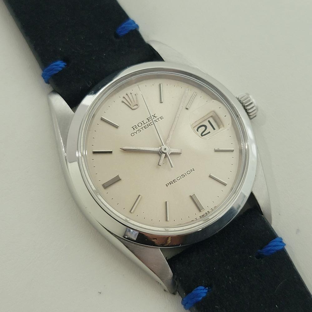 Rolex Oysterdate Precision Ref 6694 34mm Mens Manual Wind 1960s Vintage RA562 In Excellent Condition For Sale In Beverly Hills, CA