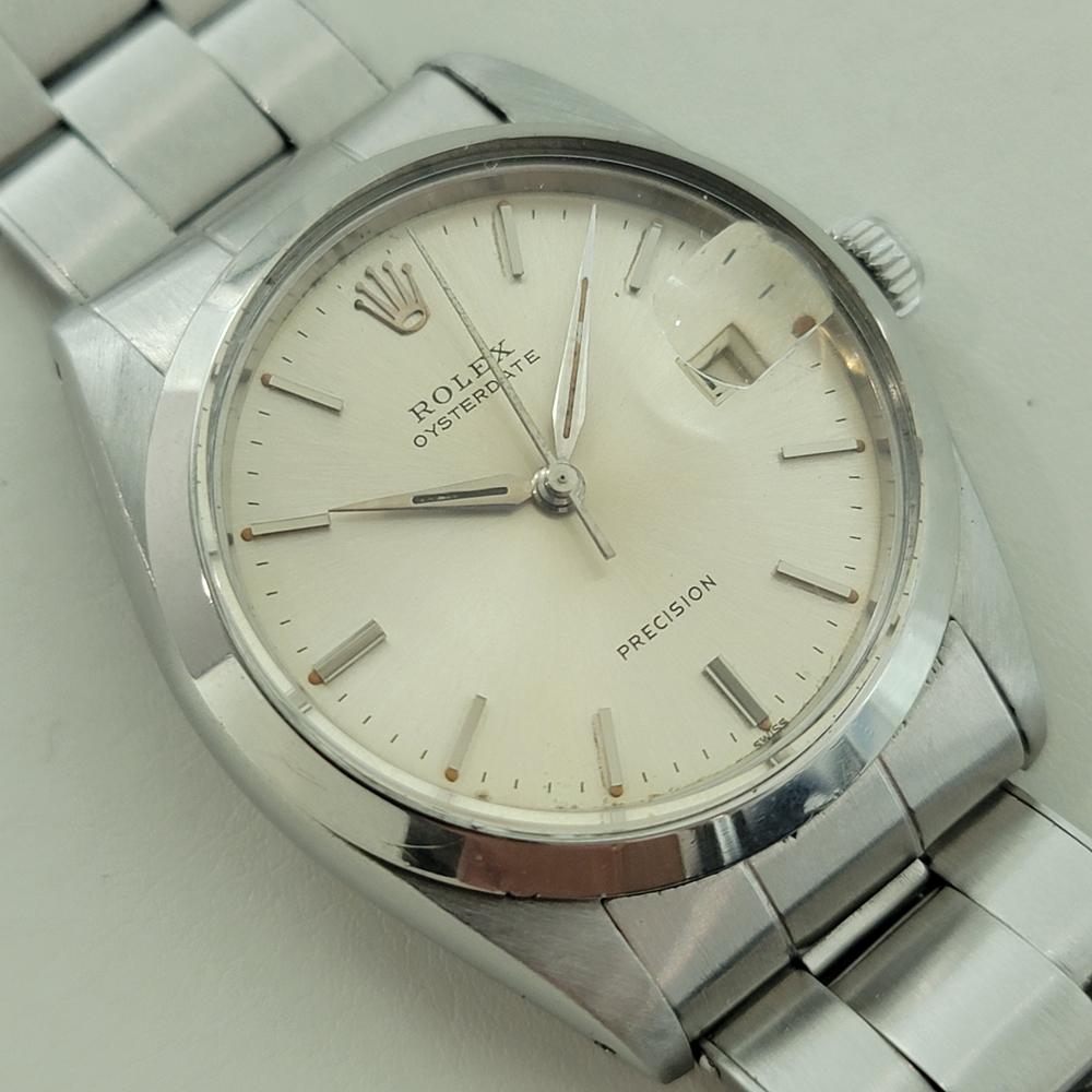 Rolex Oysterdate Precision Ref 6694 34mm Mens Manual Wind 1960s Vintage RA564 In Excellent Condition For Sale In Beverly Hills, CA