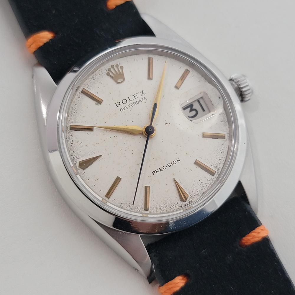 Rolex Oysterdate Precision Ref 6694 34mm Mens Manual Wind 1960s Vintage RA564 Excellent état - En vente à Beverly Hills, CA