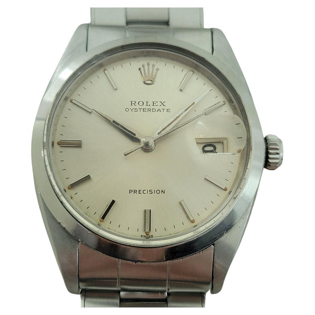 Rolex Oysterdate Precision Ref 6694 34mm Mens Manual Wind 1960s Vintage RA564 For Sale