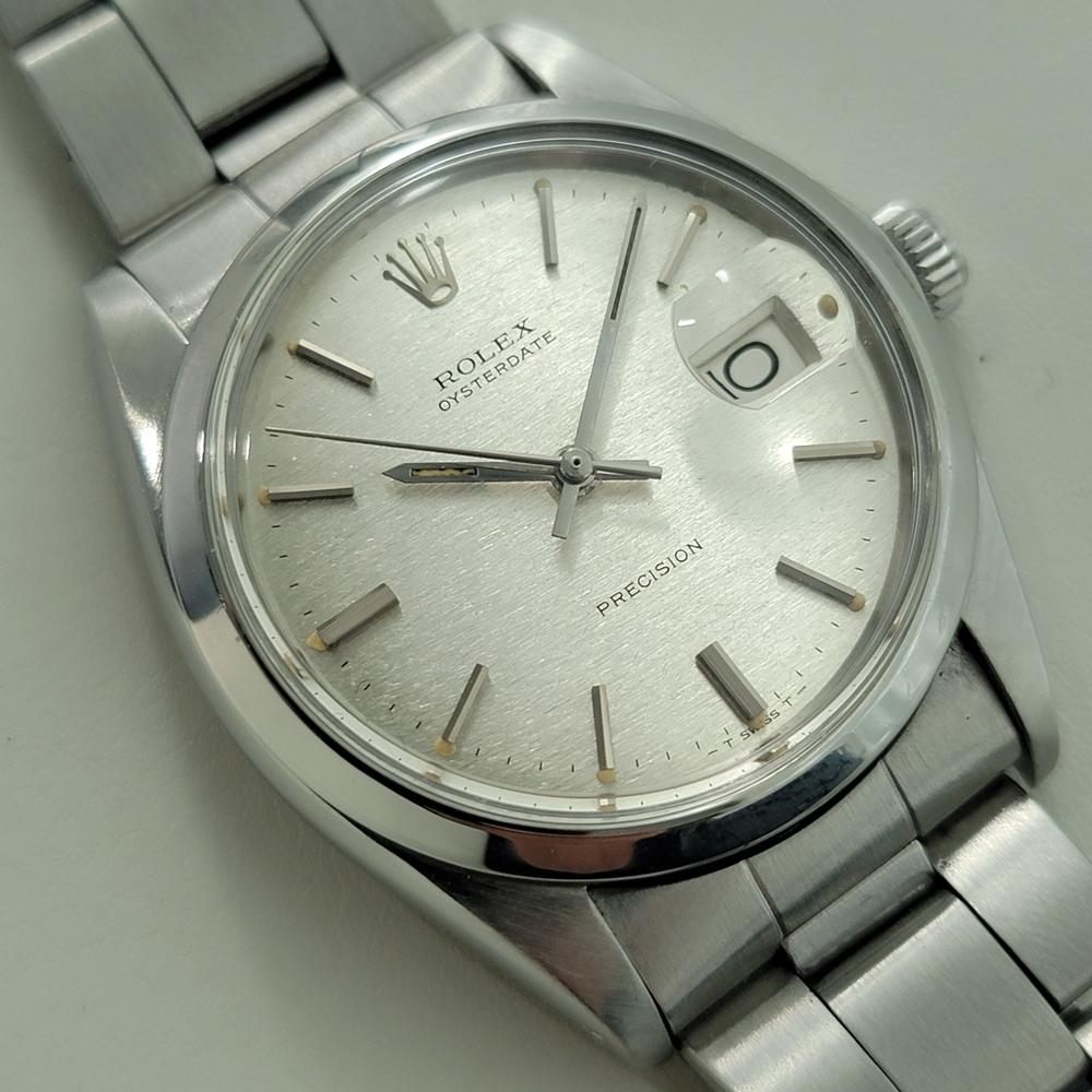 Rolex Oysterdate Precision Ref 6694 34mm Hombre Viento Manual 1970s Vintage RA501 en Excelente estado para la venta en Beverly Hills, CA