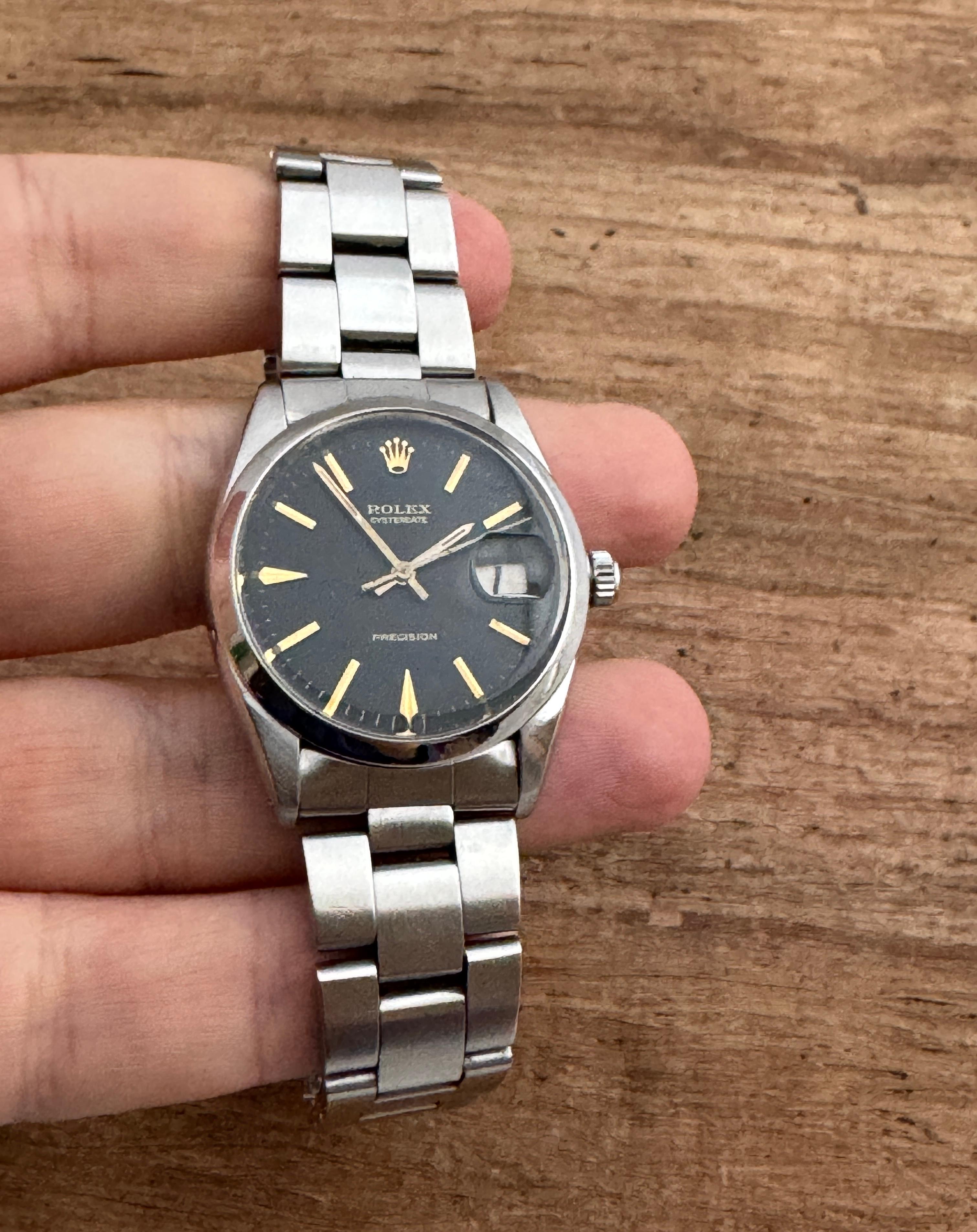 Rolex Oysterdate Precision Ref 6694 Schwarzes Zifferblatt Seltene 1964 Uhr 12