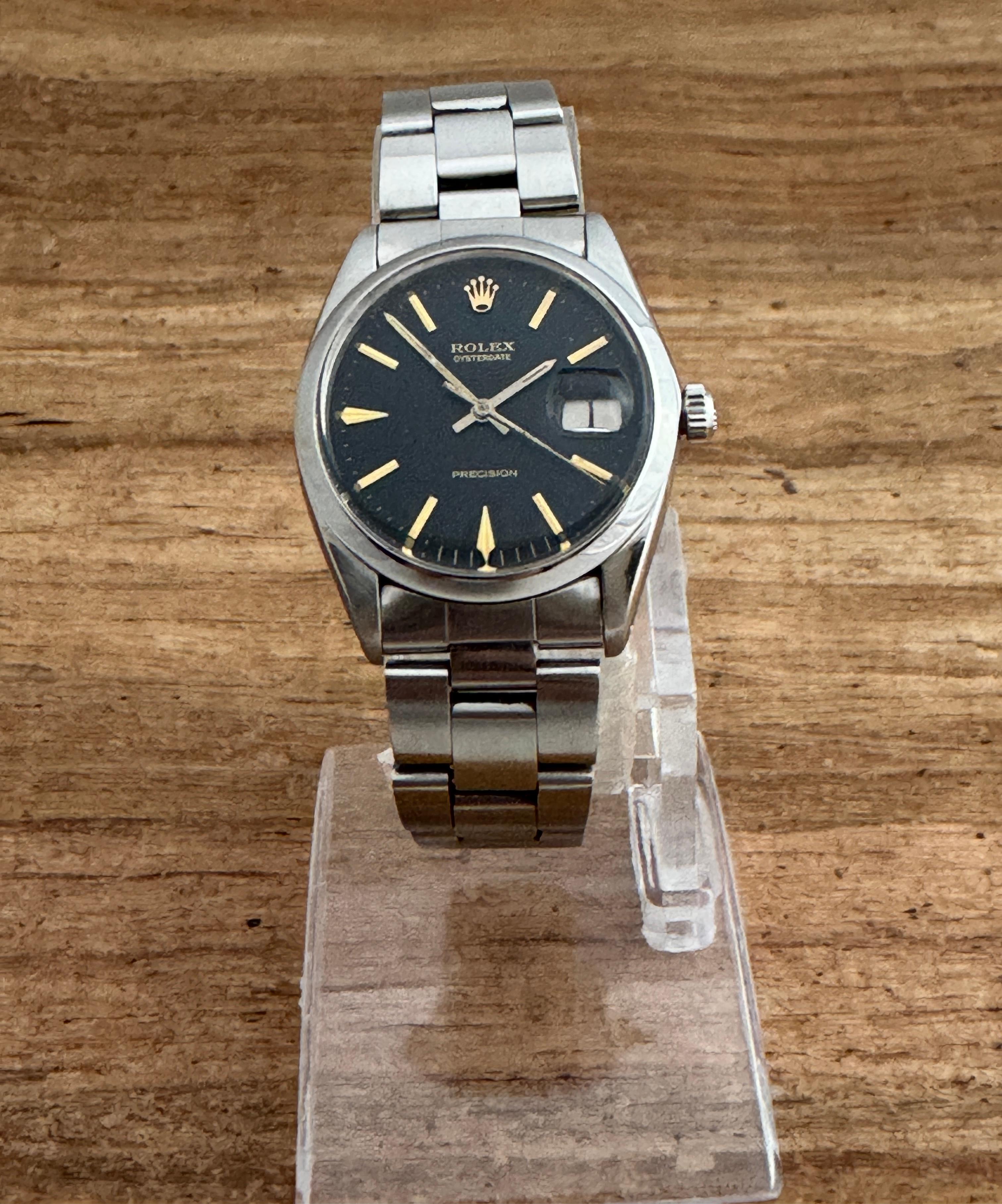 Rolex Oysterdate Precision Ref 6694 Schwarzes Zifferblatt Seltene 1964 Uhr 13