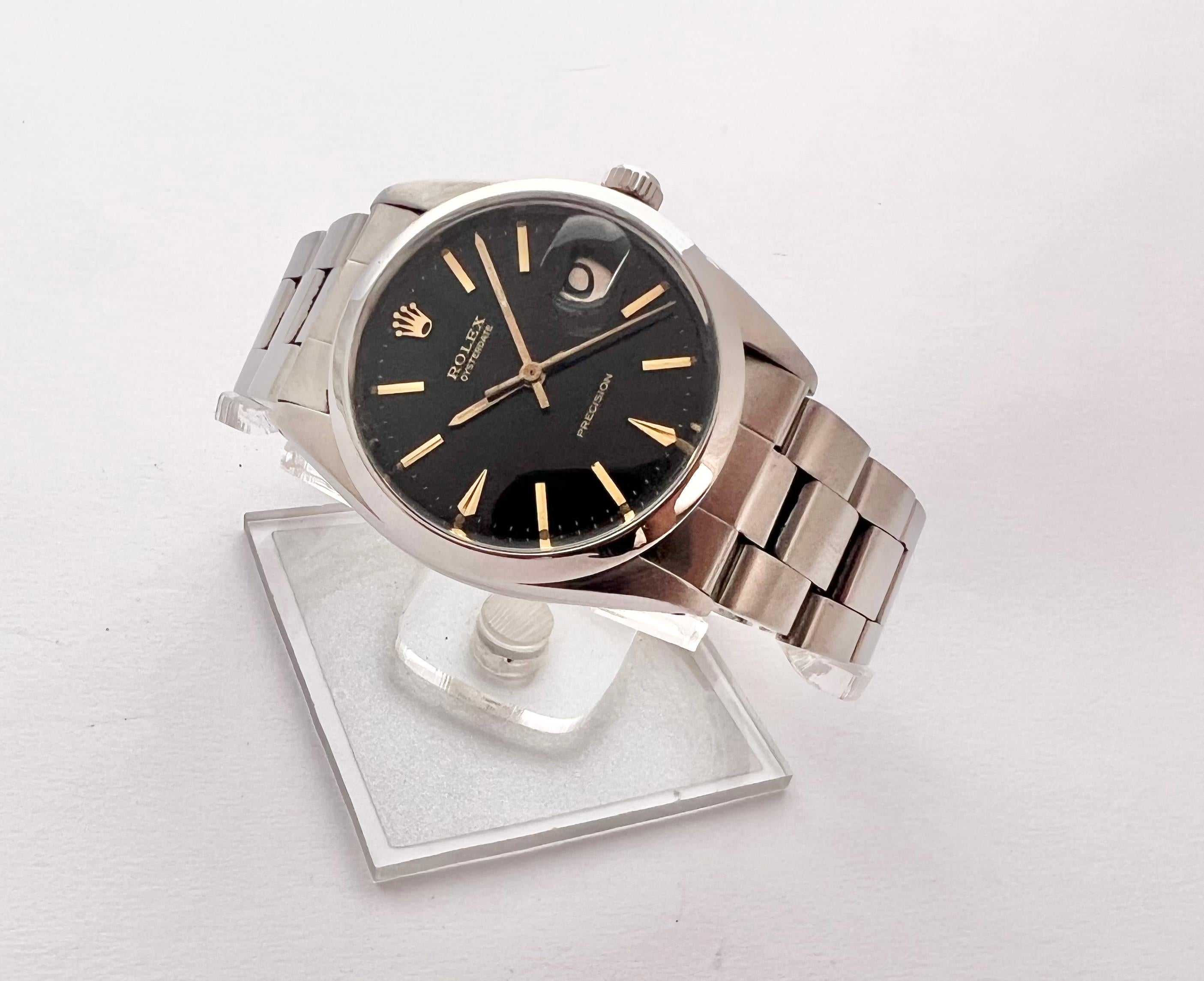 Rolex Oysterdate Precision Ref 6694 Schwarzes Zifferblatt Seltene 1964 Uhr im Zustand „Gut“ in Toronto, CA