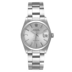 Rolex OysterDate Precision Silver Dial Midsize Steel Vintage Watch 6466