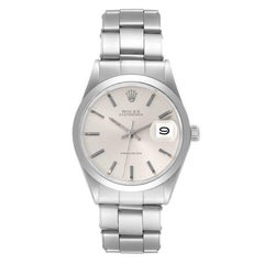 Rolex Montre OysterDate Precision vintage en acier avec cadran argenté, pour hommes 6694