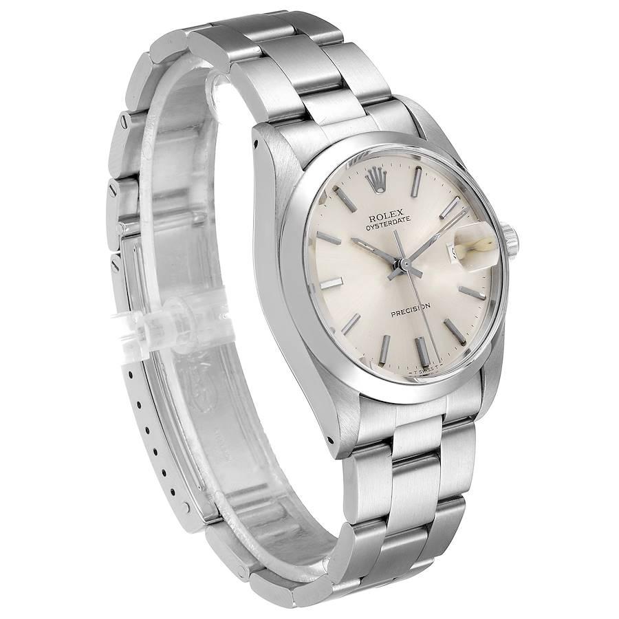 Rolex OysterDate Precision Silver Dial Steel Vintage Men's Watch 6694 In Good Condition In Atlanta, GA