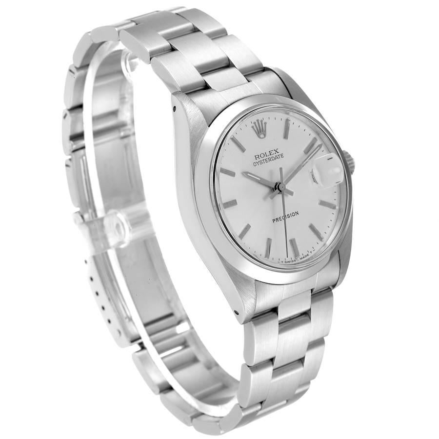 Rolex OysterDate Precision Silber Zifferblatt Stahl Vintage Herrenuhr 6694 im Zustand „Gut“ in Atlanta, GA