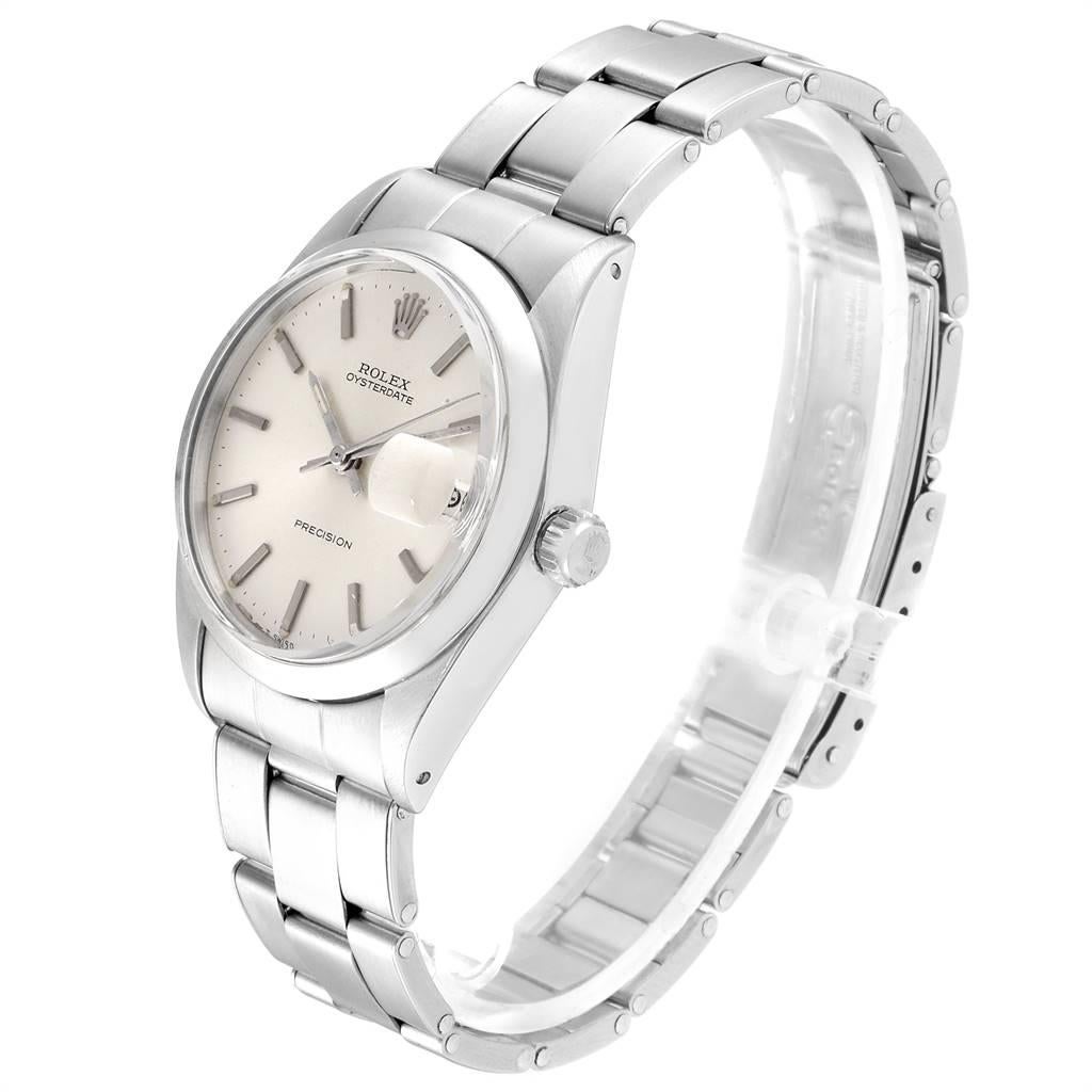 Rolex OysterDate Precision Silver Dial Steel Vintage Men's Watch 6694 For Sale 1