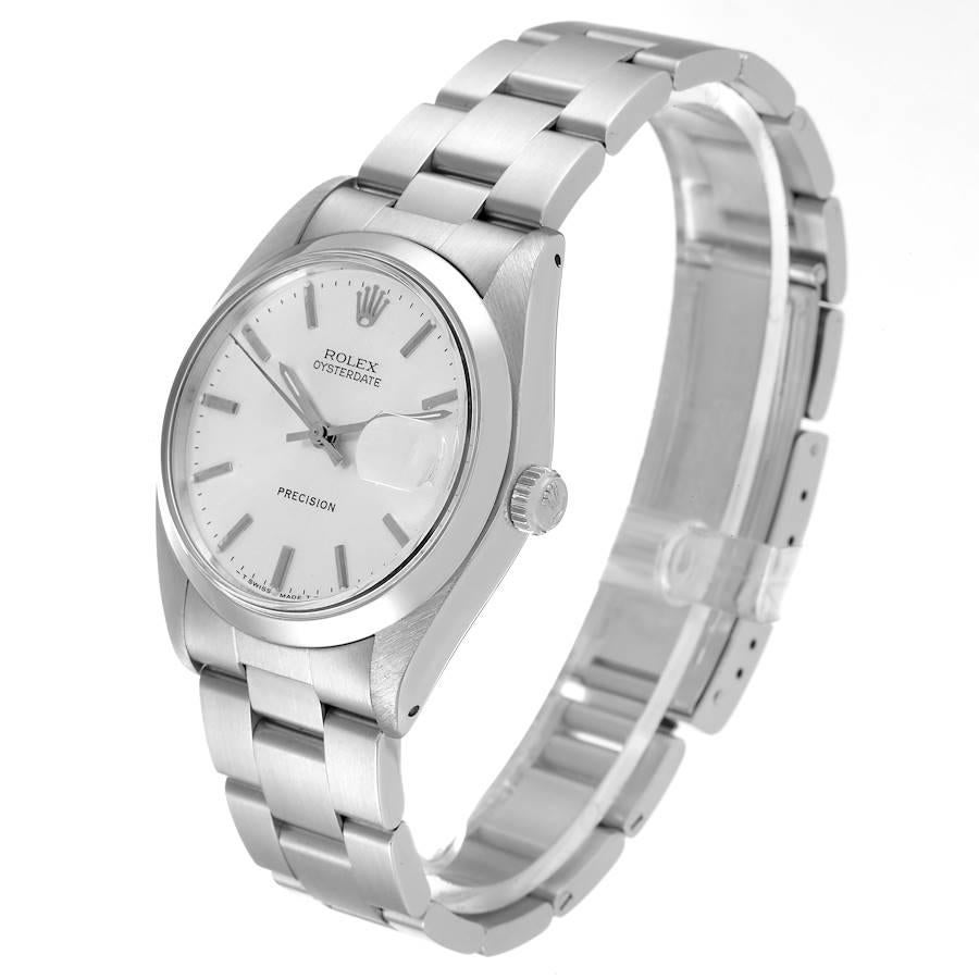 Rolex OysterDate Precision Silber Zifferblatt Stahl Vintage Herrenuhr 6694 1