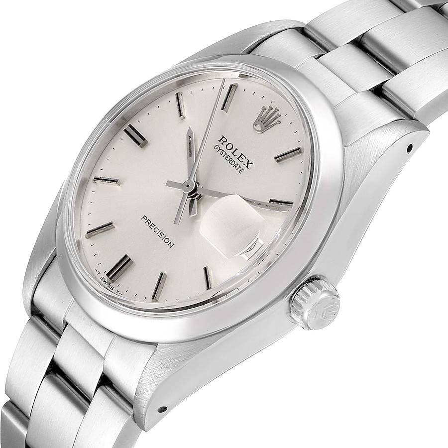 Rolex OysterDate Precision Silver Dial Steel Vintage Men's Watch 6694 For Sale 2