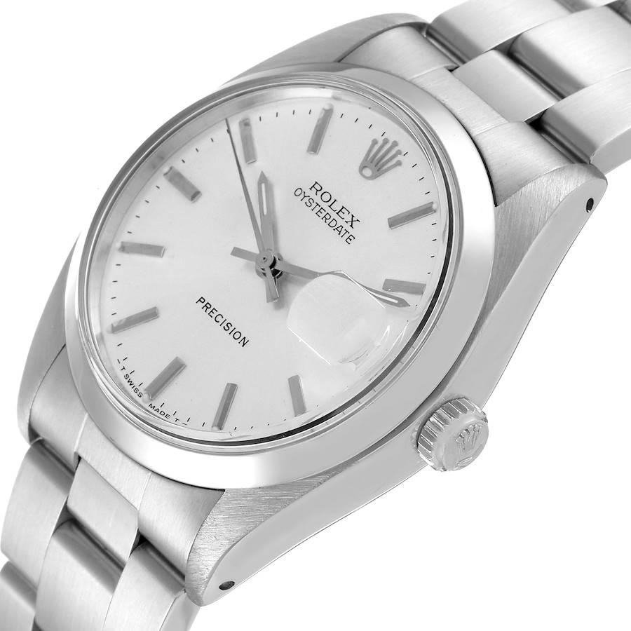 Rolex OysterDate Precision Silber Zifferblatt Stahl Vintage Herrenuhr 6694 2