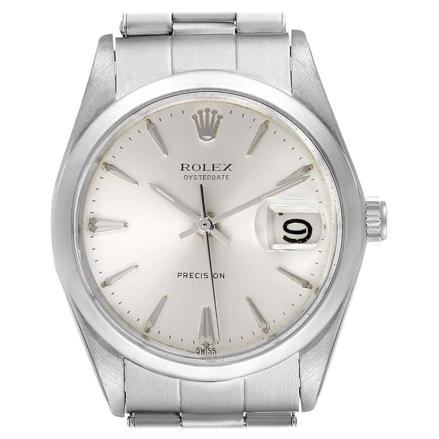 Rolex OysterDate Precision Silver Dial Steel Vintage Men
s Watch 6694 For Sale