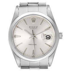 Rolex OysterDate Precision Silver Dial Steel Vintage Men's Watch 6694