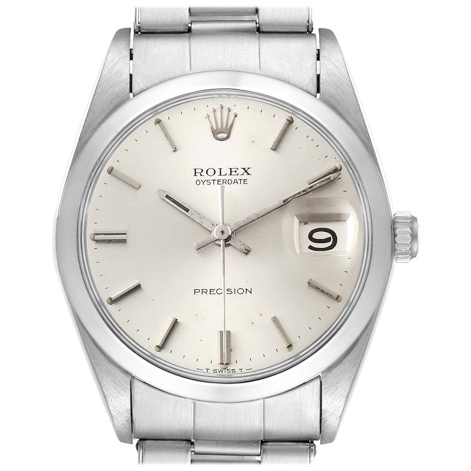 Rolex OysterDate Precision Silver Dial Steel Vintage Men
s Watch 6694 For Sale