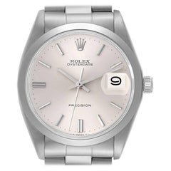 Rolex OysterDate Precision Silver Dial Steel Vintage Mens Watch 6694