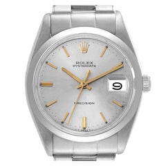 Rolex OysterDate Precision Silver Dial Steel Vintage Mens Watch 6694
