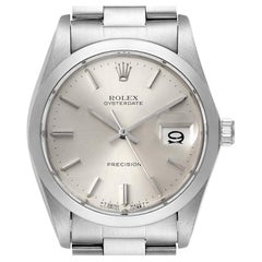 Rolex OysterDate Precision Silver Dial Steel Vintage Mens Watch 6694