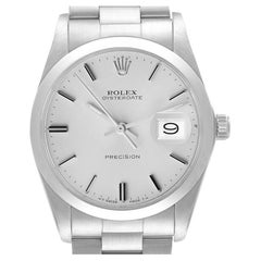 Rolex OysterDate Precision Silver Dial Steel Vintage Mens Watch 6694