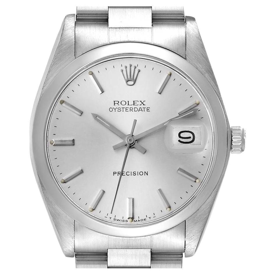 Rolex OysterDate Precision Silber Zifferblatt Stahl Vintage Herrenuhr 6694