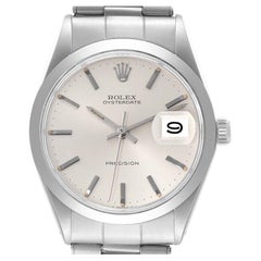 Rolex OysterDate Precision Silver Dial Steel Vintage Mens Watch 6694