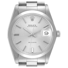 Rolex OysterDate Precision Silver Dial Steel Vintage Mens Watch 6694