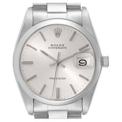 Rolex OysterDate Precision Silver Dial Steel Vintage Mens Watch 6694