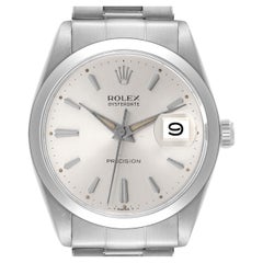 Rolex OysterDate Precision Quadrante Argento Acciaio Orologio Vintage Uomo 6694