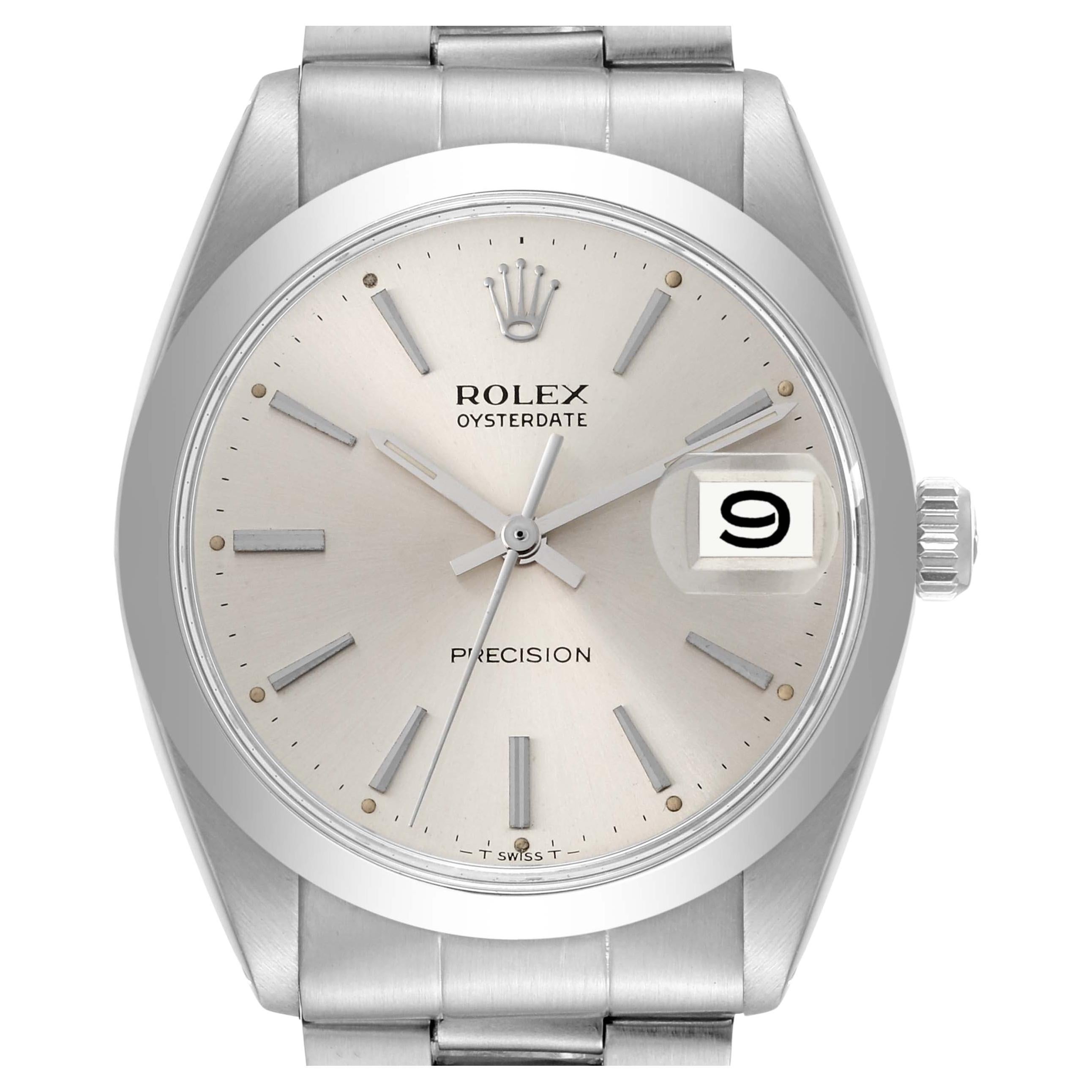 Rolex OysterDate Precision Silver Dial Steel Vintage Mens Watch
