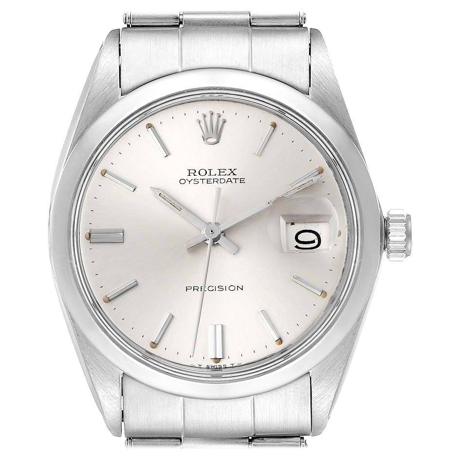 Rolex OysterDate Precision Silver Dial Steel Vintage Watch 6694 For Sale