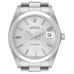Rolex OysterDate Precision Silver Dial Vintage Steel Mens Watch 6694