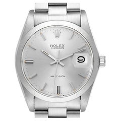Rolex OysterDate Precision Silver Dial Vintage Steel Mens Watch 6694
