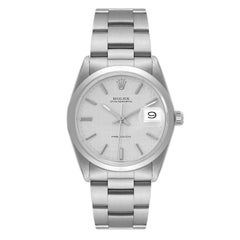 Rolex Montre OysterDate Precision vintage en acier avec cadran en lin argenté, pour hommes 6694