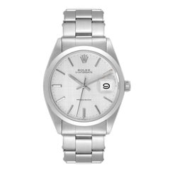 Rolex Montre OysterDate Precision vintage en acier avec cadran en lin argenté, pour hommes 6694
