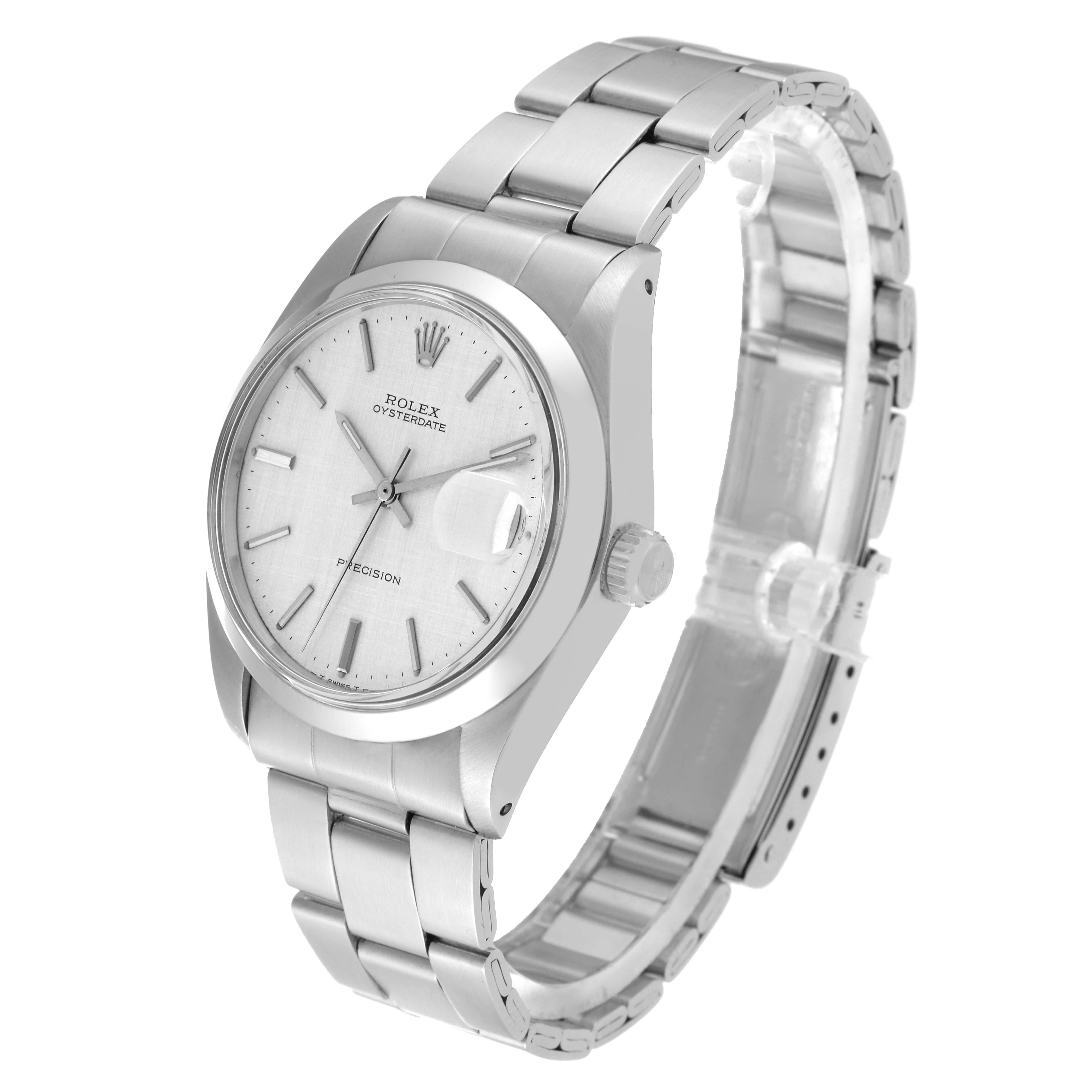 Rolex OysterDate Precision Silver Linen Dial Steel Vintage Mens Watch 6694 2