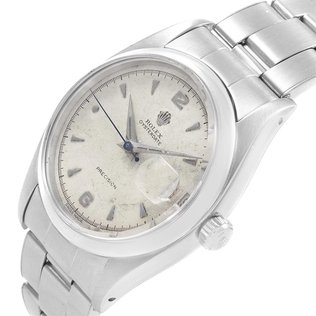 Rolex Oysterdate Precision Smooth Bezel Steel Vintage Men’s Watch 6494 For Sale 4
