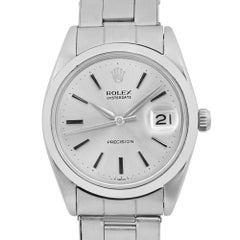 Rolex Oysterdate Precision Steel Silver Dial Manual Wind Mens Watch 6694