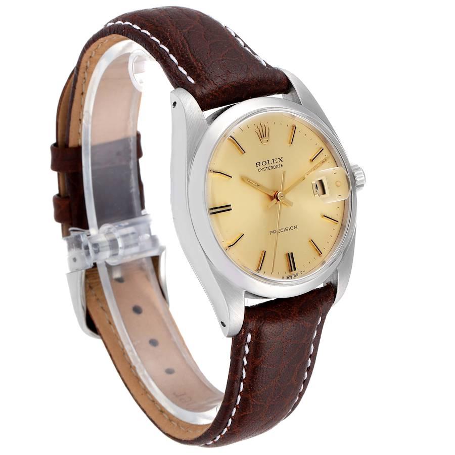 Rolex OysterDate Precision Steel Vintage Men's Watch 6694 In Good Condition For Sale In Atlanta, GA