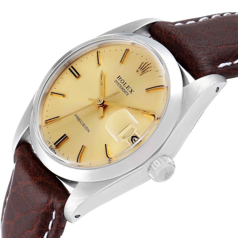 Rolex OysterDate Precision Steel Vintage Men's Watch 6694 For Sale 2
