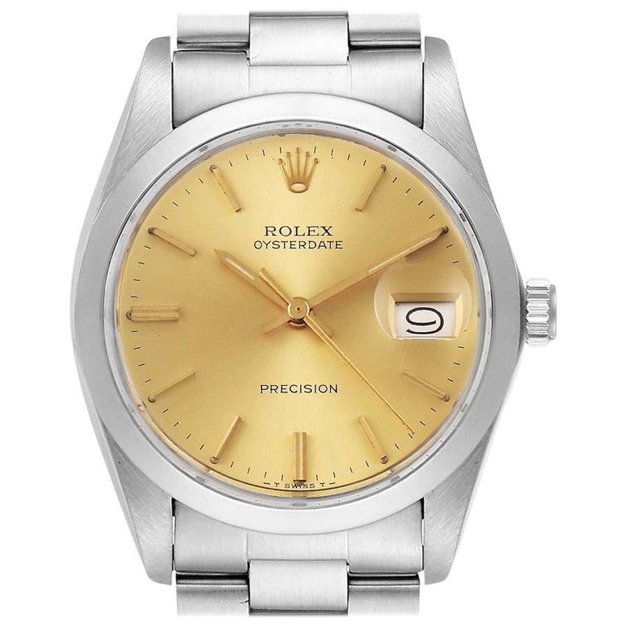 Rolex OysterDate Precision Steel Vintage Men's Watch 6694 For Sale