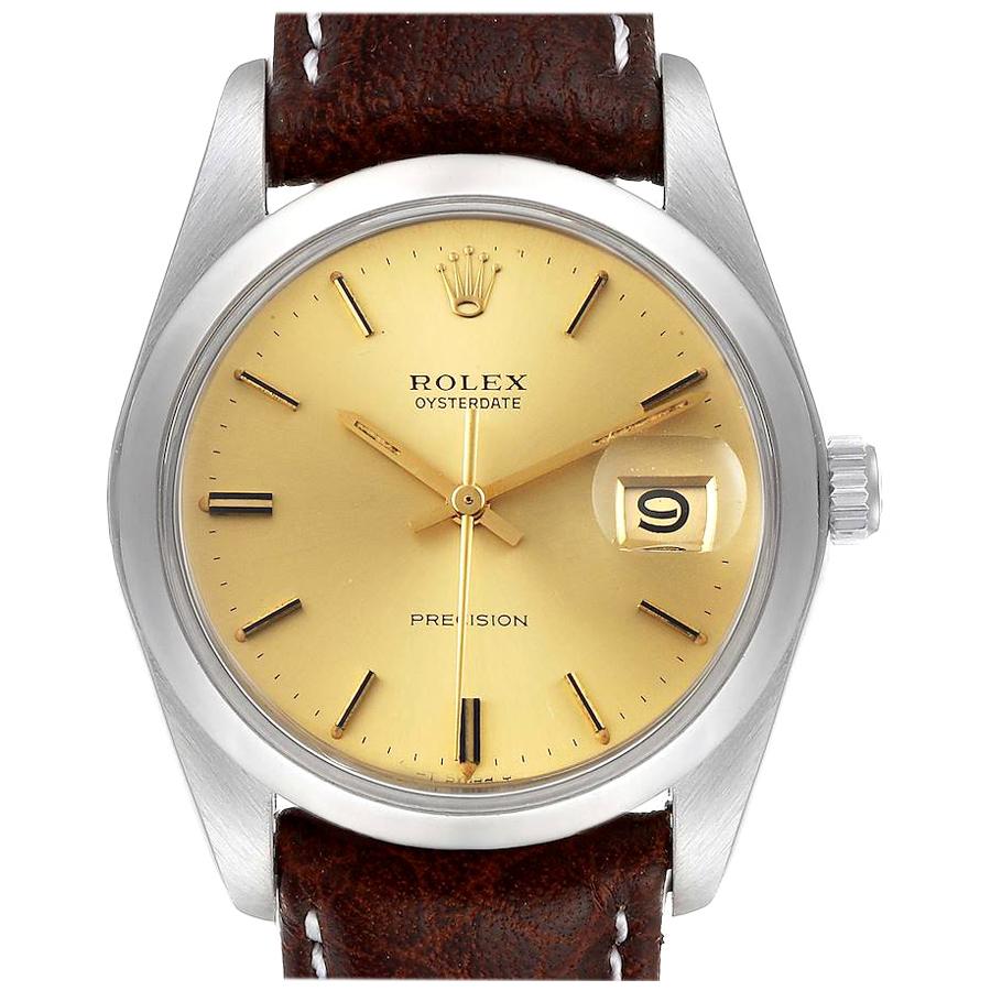 Rolex OysterDate Precision Steel Vintage Men's Watch 6694 For Sale