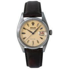Rolex Oysterdate Vintage Unpolished 6494 Herren Handaufzug Uhr mit tropischem Zifferblatt