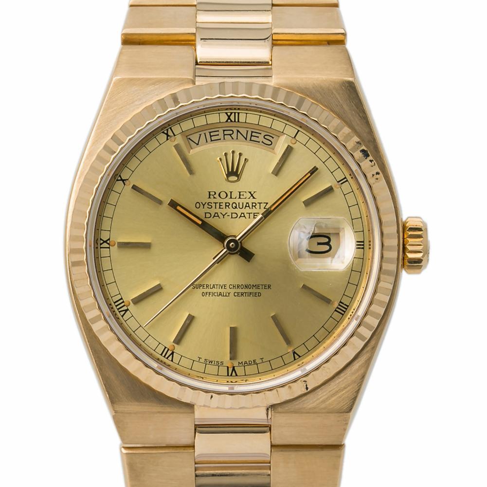 Men's Rolex Oysterquartz 19018, Champagne Dial, Certified and Warranty