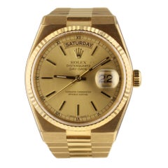 Retro Rolex Oysterquartz 19018, Gold Dial, Certified and Warranty