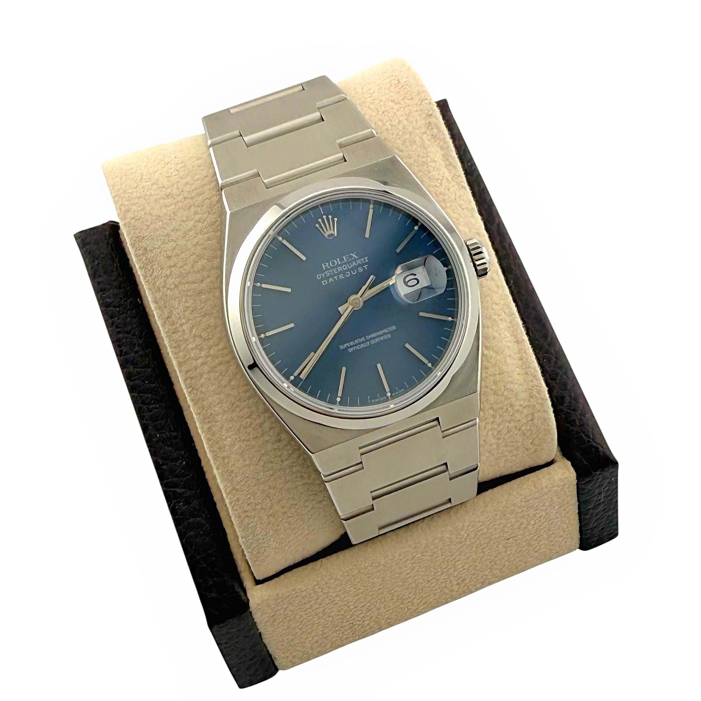 Rolex Oysterquartz Datejust 17000 Blue Dial Steel Box Papers 2025 Service Card For Sale 1