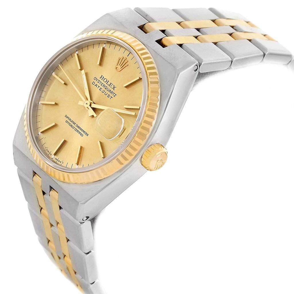Men's Rolex Oysterquartz Datejust 36 Steel Yellow Gold Men’s Watch 17013 For Sale