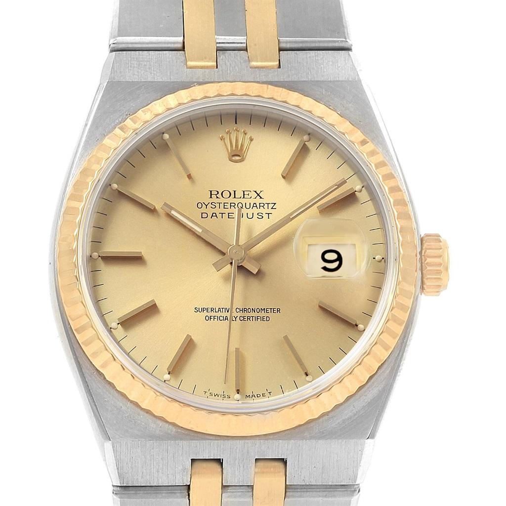 Rolex Oysterquartz Datejust 36 Steel Yellow Gold Men’s Watch 17013 For Sale 2
