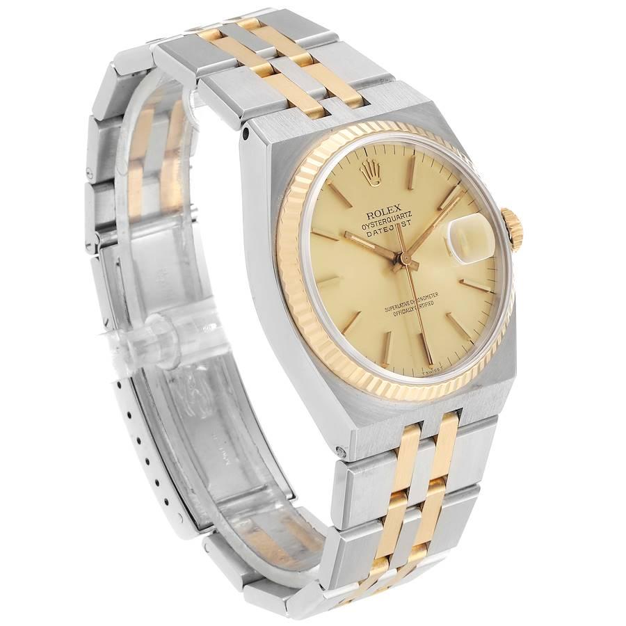 Rolex Oysterquartz Datejust Steel Yellow Gold Men's Watch 17013 In Excellent Condition For Sale In Atlanta, GA